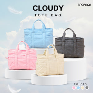 กระเป๋าสะพายข้าง Cloudy สี่สี: ฟ้า ชมพู เบจ และเทา ทำจากวัสดุคุณภาพ