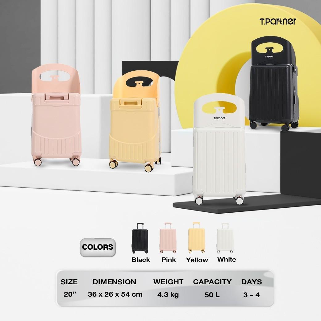 กระเป๋าเดินทางนั่งได้ T.PARTNER JUNIOR SERIES มี 4 สี ชมพู เหลือง ขาว ดำ ขนาด 20 นิ้ว