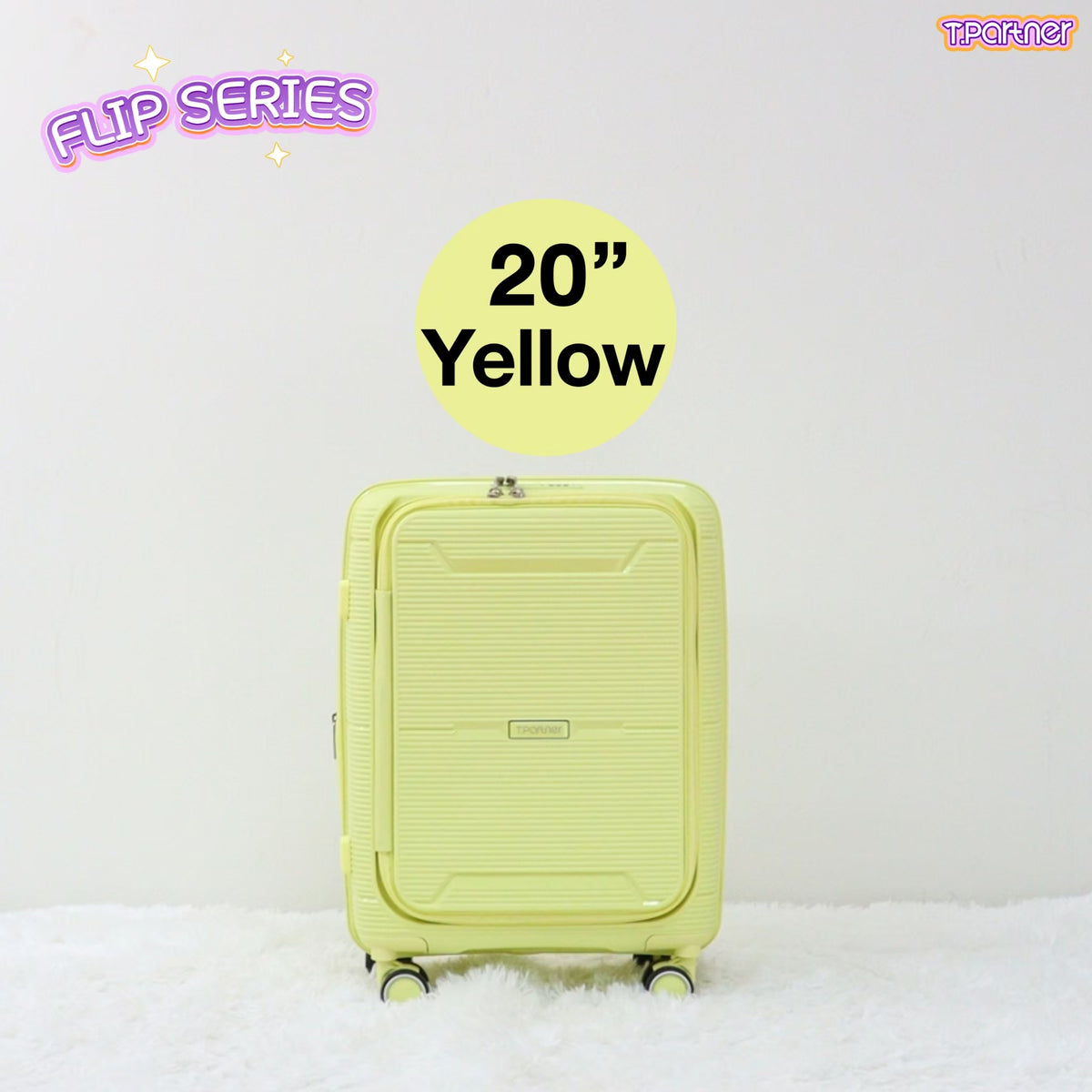 กระเป๋าเดินทางรุ่น Flip Series ขนาด 20 นิ้ว สีเหลืองอ่อน ดีไซน์ทันสมัย