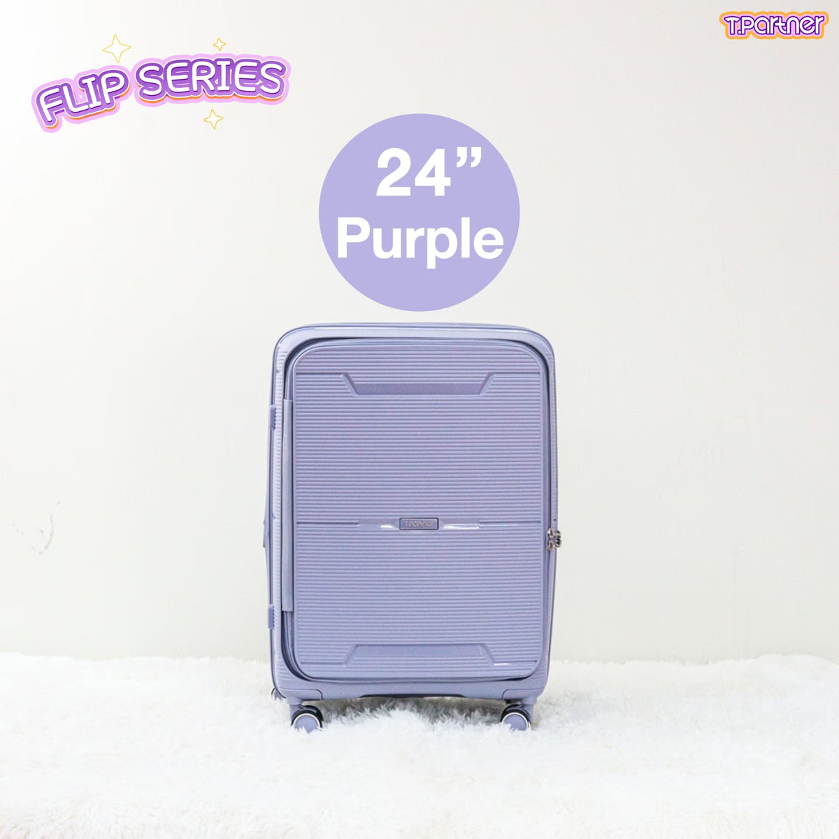 กระเป๋าเดินทางสีม่วงขนาด 24 นิ้ว รุ่น Flip Series ดีไซน์สวยงาม
