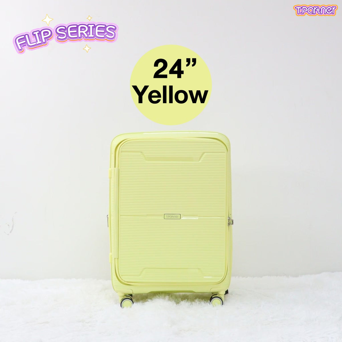 กระเป๋าเดินทางสีเหลืองขนาด 24 นิ้ว รุ่น Flip Series ดีไซน์สวยงาม