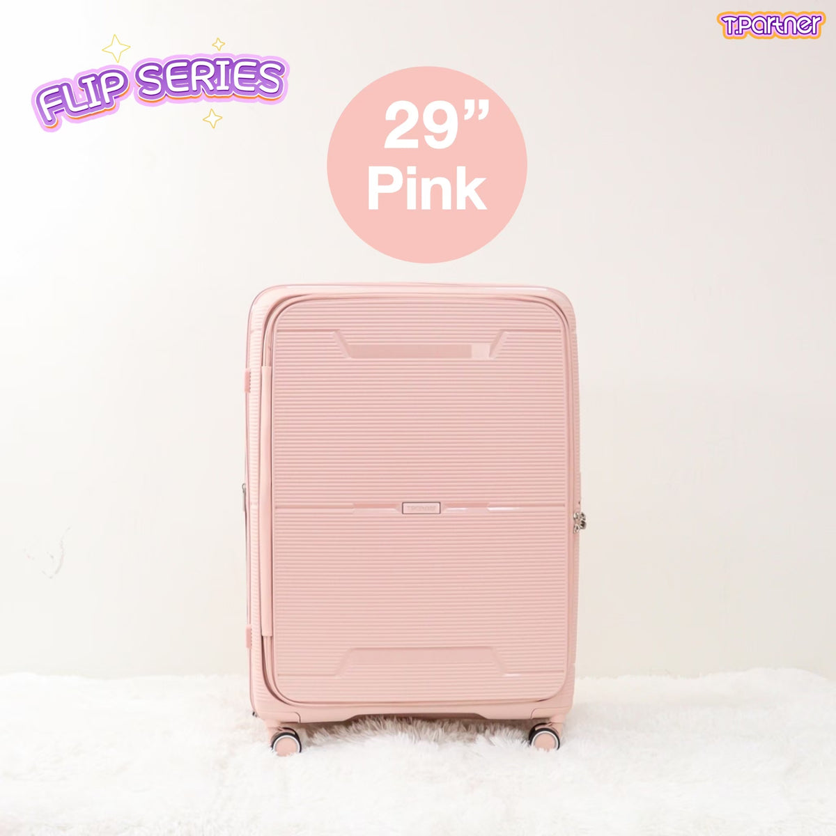 กระเป๋าเดินทางรุ่น Flip Series สีชมพู ขนาด 29 นิ้ว ล้อลาก 4 ล้อ