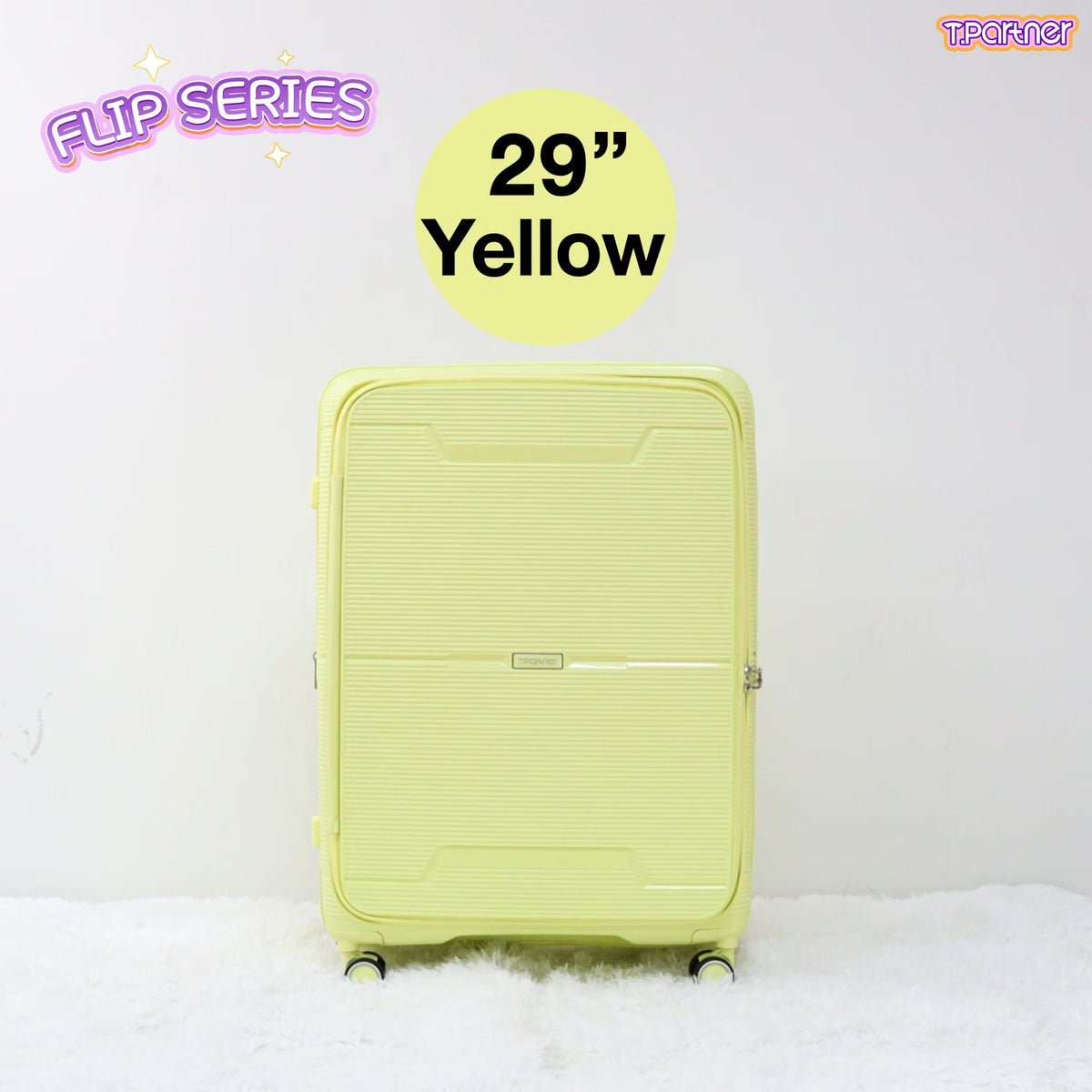 กระเป๋าเดินทางล้อลากขนาด 29 นิ้ว สีเหลืองสดใส รุ่น Flip Series ดีไซน์ทันสมัย